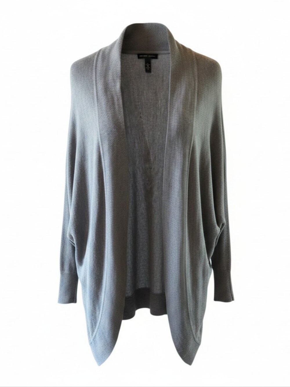 New York & Company Gray Draped Open-Front Cardigan